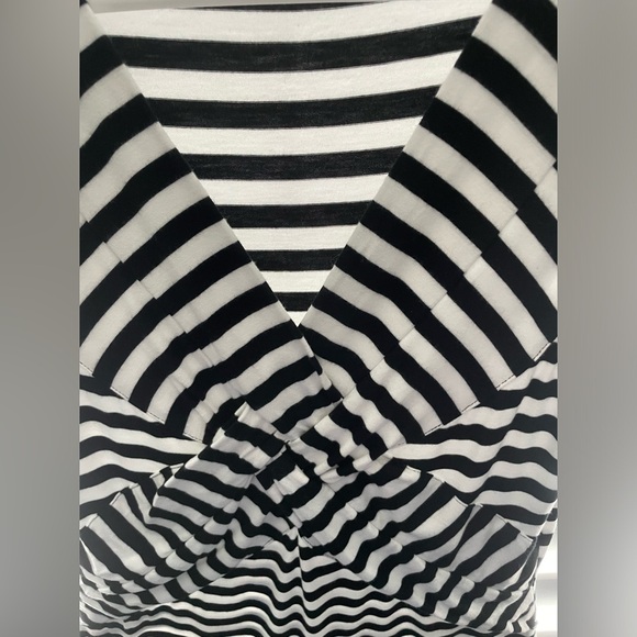 Cable & Gauge Black and White Stripe V-neck sleeveless top, Size Small. EUC - Picture 2 of 8